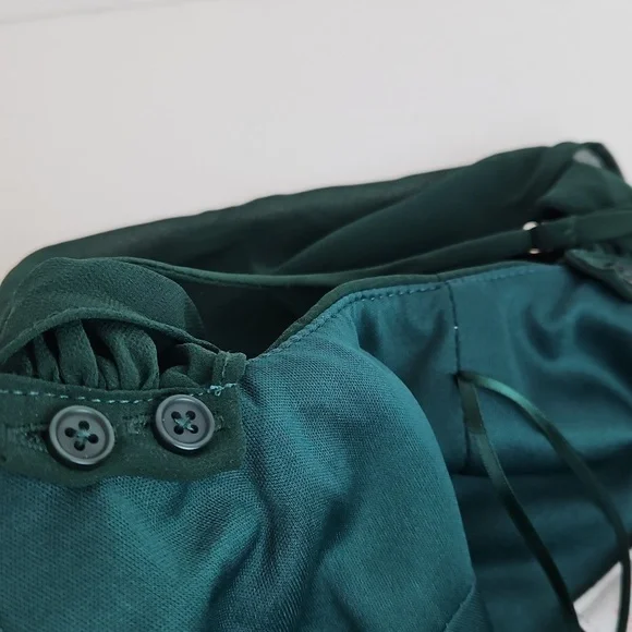 Birdy Grey Devin Chiffon Bridesmaid Gown Floor Length In Emerald NWT XS - Picture 7 of 12